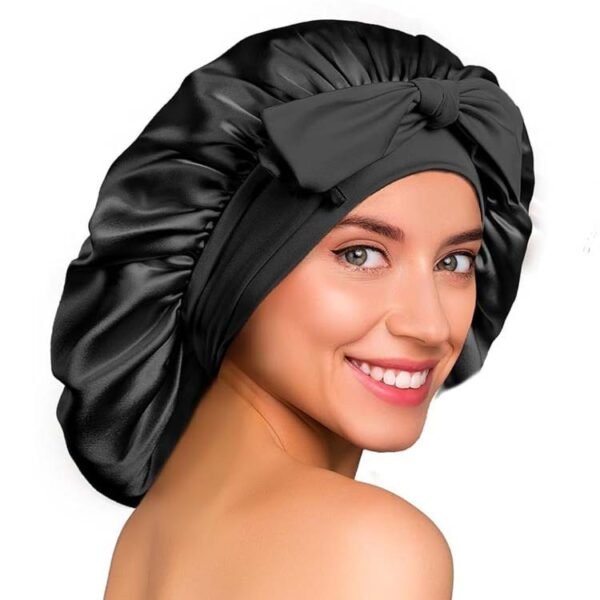 Stretch Ribbon Bowknot Silk Round Cap - Image 2