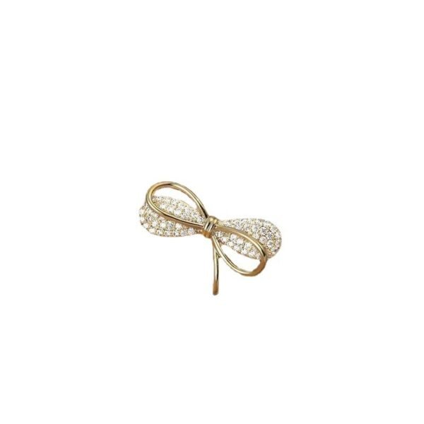 Zircon - Encrusted Bowknot Brooch - Image 2