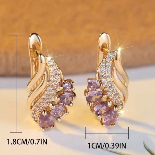 Champagne Gold Purple Zircon Earrings - Image 3