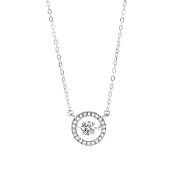 Floating Zircon Circle Silver Necklace - Image 4