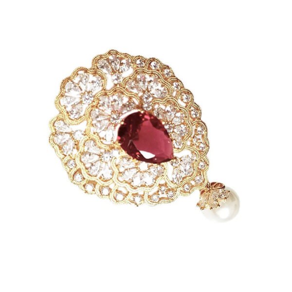 Retro Geometric Zircon Brooch - Image 3