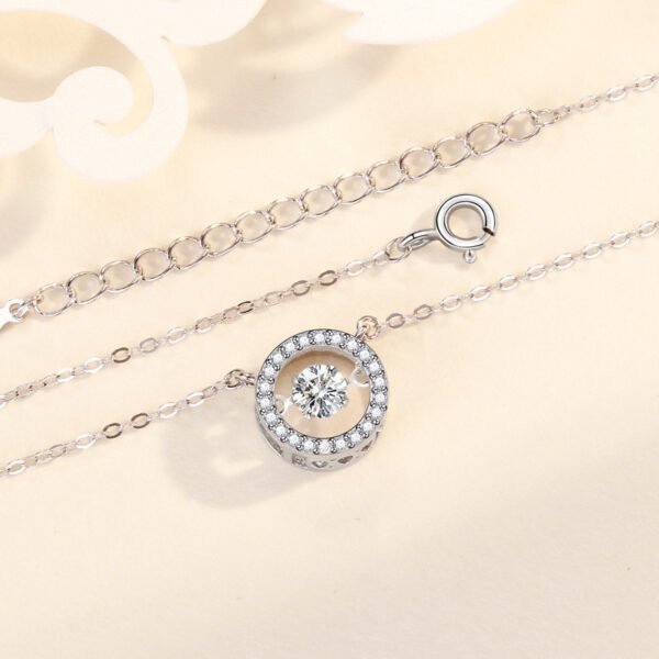Floating Zircon Circle Silver Necklace - Image 3