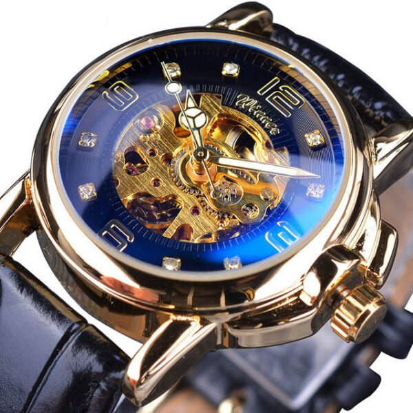 Rhinestone Hollow Waterproof Mechanical Watch - Image 4