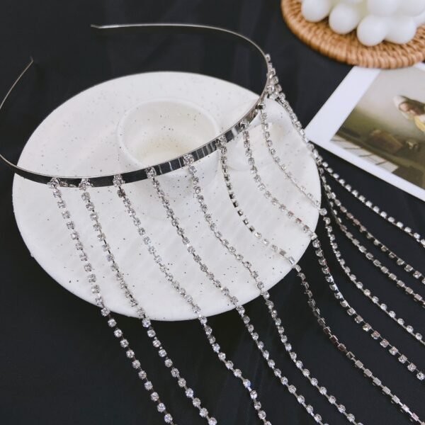 Fashion Rhinestone Tassel Headband - Image 4