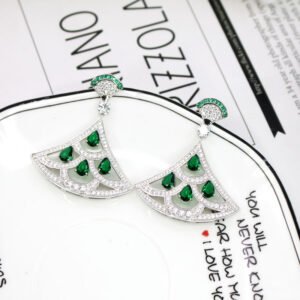 Fan-Shaped Green Zircon Earrings