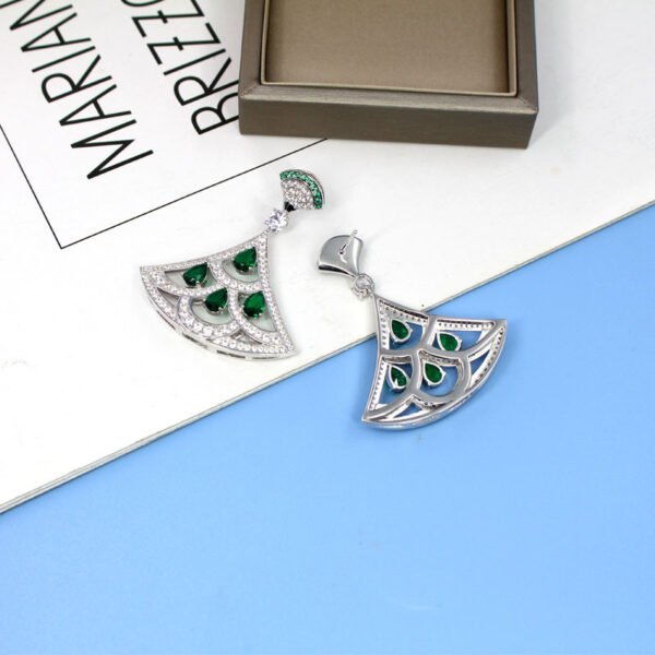 Fan-Shaped Green Zircon Earrings - Image 5