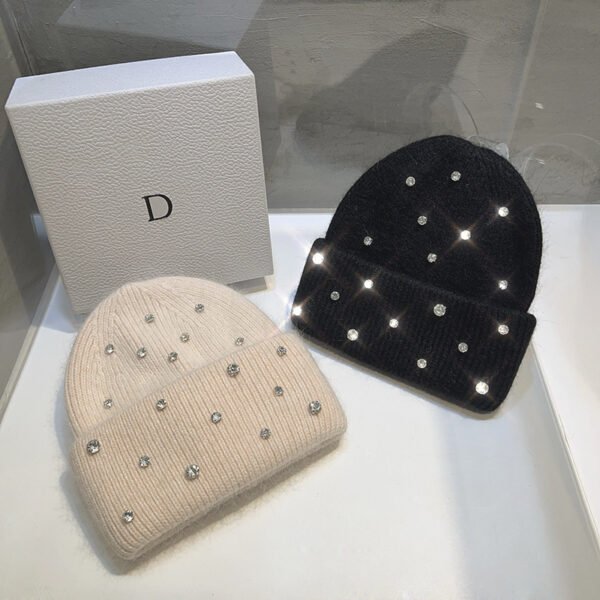 Handmade Rhinestone Winter Beanie - Image 4