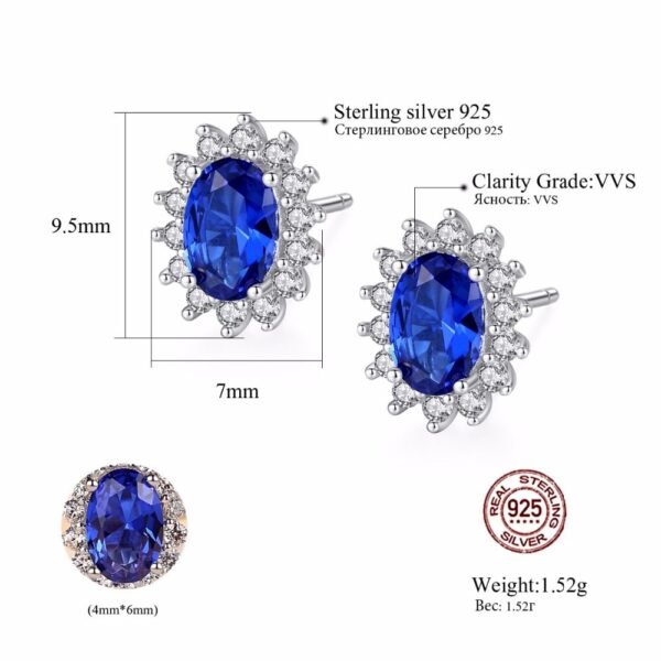 Royal Blue Gem Stud Earrings - Image 2