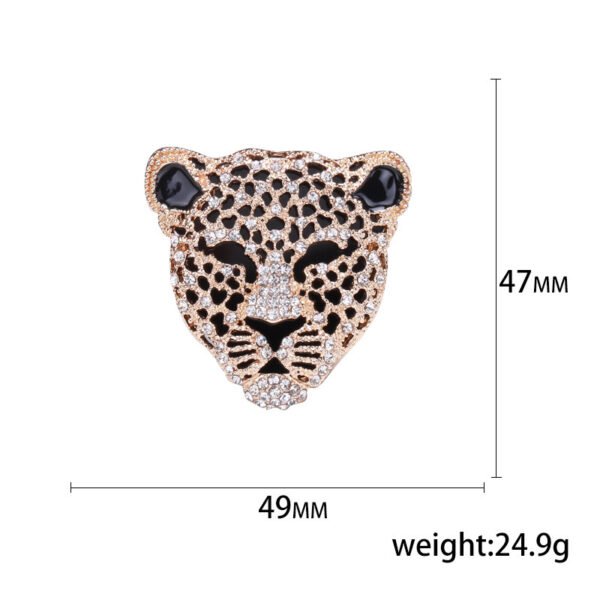 Leopard Head Rhinestone Brooch - Image 4