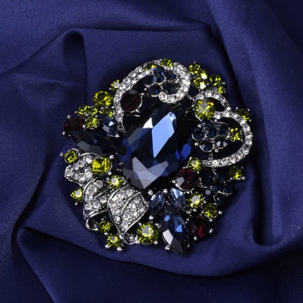 Colorful Zircon - Inlaid Flower Brooch - Image 4