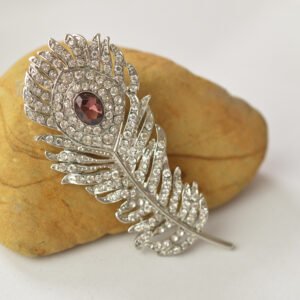 Unisex Feather - Shaped Alloy Brooch