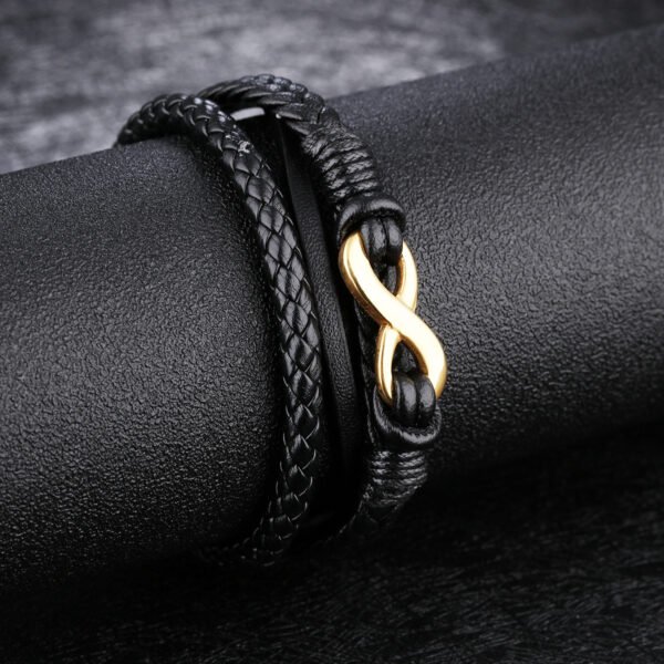 Titanium Steel Infinity Leather Bracelet - Image 8