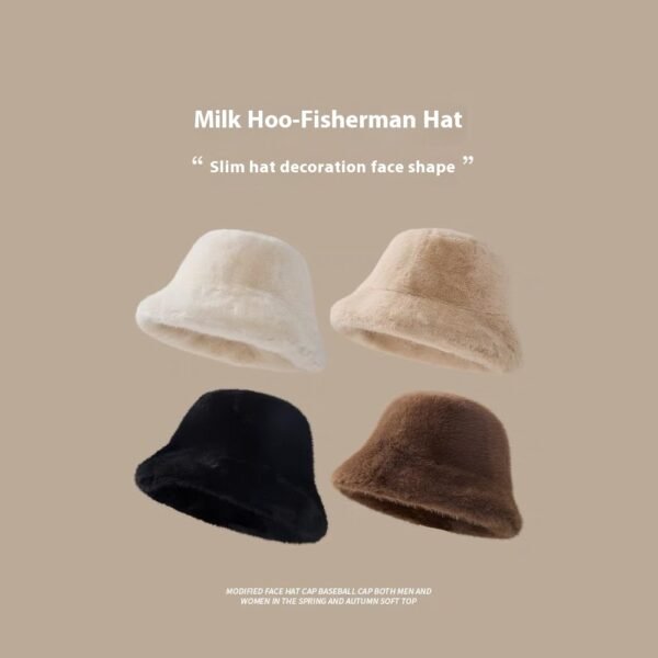 Children's Plush Bonnet Fleece - lined Bucket Hat - Image 4
