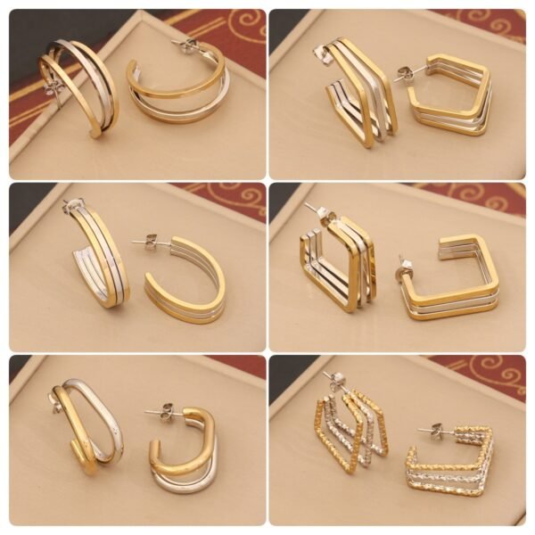 Linear Stainless Steel Earrings - Image 2