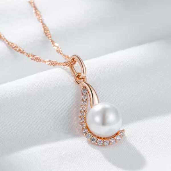 Pearl & Zircon Retro Necklace - Image 3
