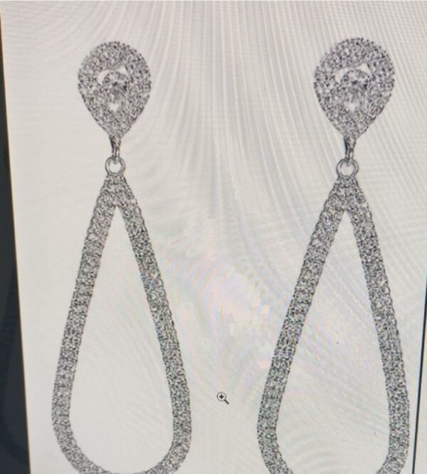 Rhinestone Geometric Teardrop Earrings - Image 5
