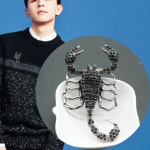 Black Rhinestone Scorpion Brooch