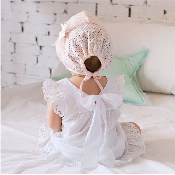 Children's Cotton Beanie Cap with Sweet Lace - Image 4