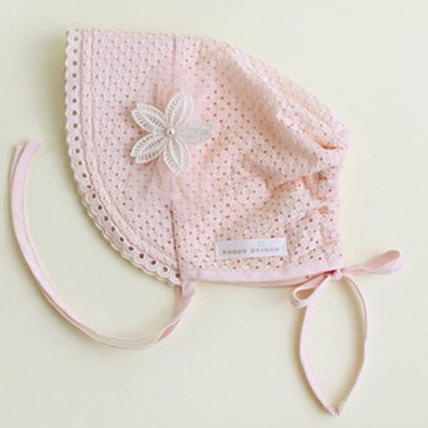 Children's Cotton Beanie Cap with Sweet Lace - Image 5