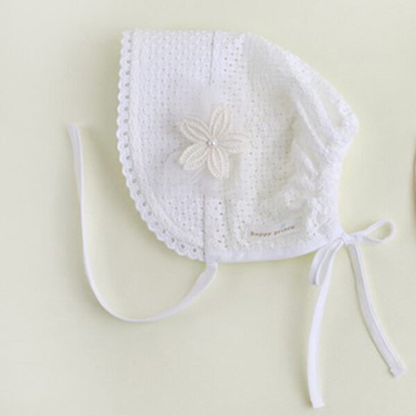 Children's Cotton Beanie Cap with Sweet Lace - Image 3