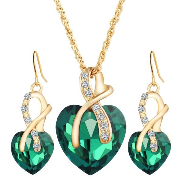 Heart-Shaped Crystal Earrings & Necklace Set - Image 6