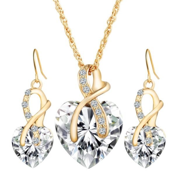 Heart-Shaped Crystal Earrings & Necklace Set - Image 8
