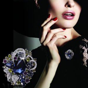Colorful Zircon - Inlaid Flower Brooch