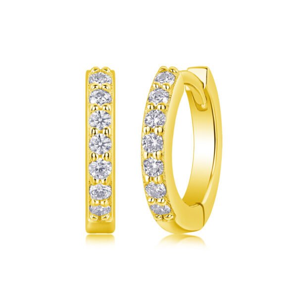Moissanite Inlaid Huggie Earrings - Image 2