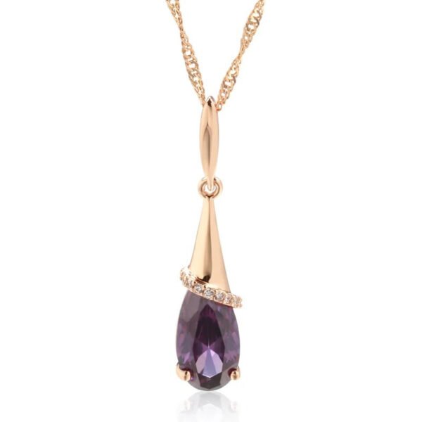 Rose - Gold Toned Amethyst Pendant Necklace - Image 5