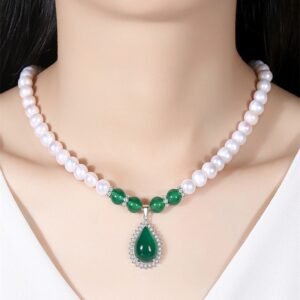 Freshwater Pearl & Green Agate Necklace