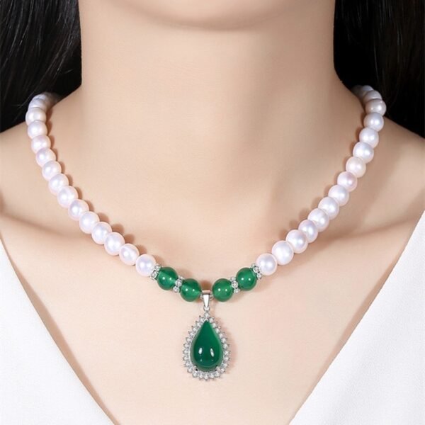 Freshwater Pearl & Green Agate Necklace