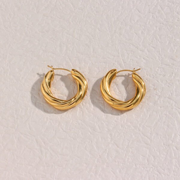 Gold - Plated Geometric Hoop Earrings - Image 6