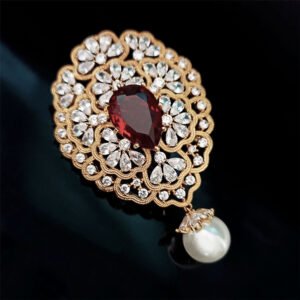 Retro Geometric Zircon Brooch