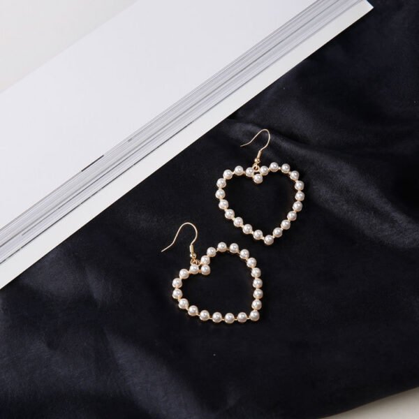 Heart - Shaped Pearl Earrings - Image 2