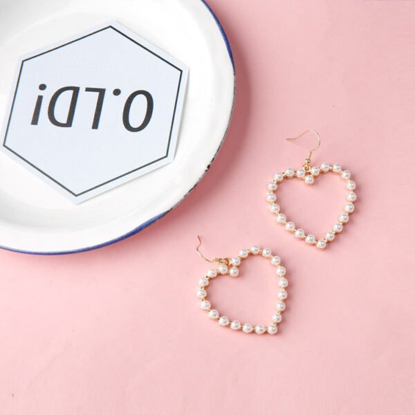 Heart - Shaped Pearl Earrings - Image 3