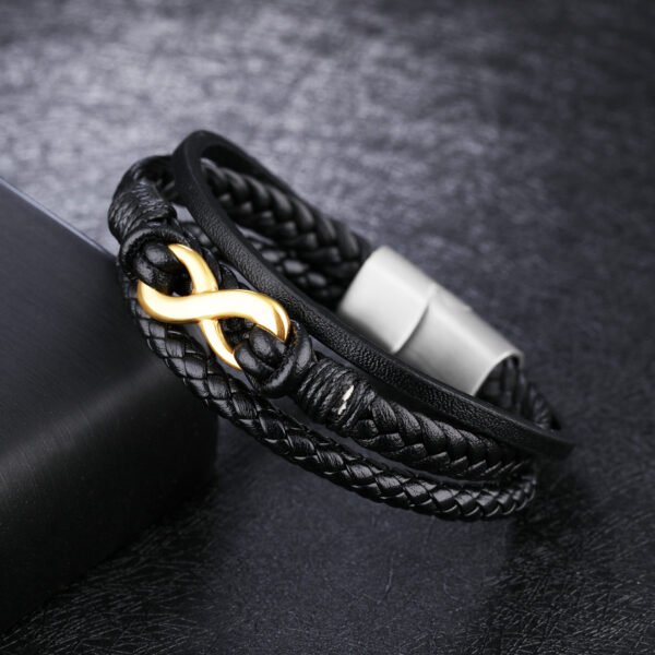 Titanium Steel Infinity Leather Bracelet - Image 7