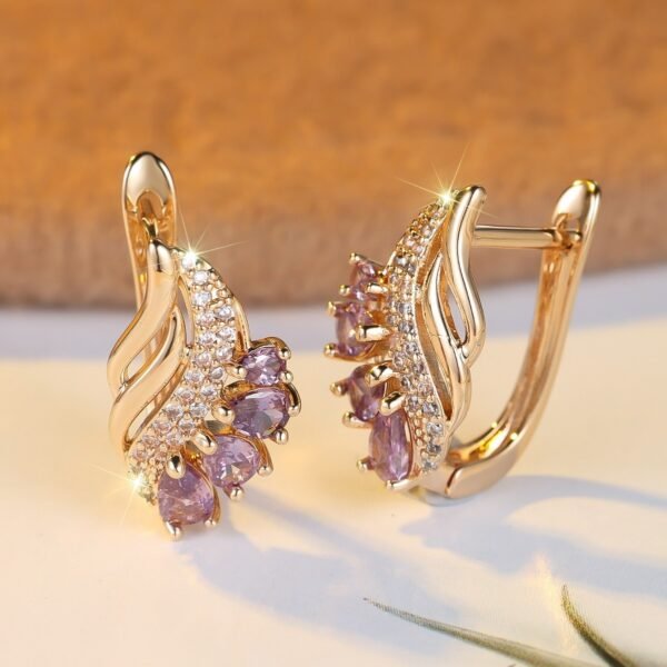 Champagne Gold Purple Zircon Earrings - Image 4
