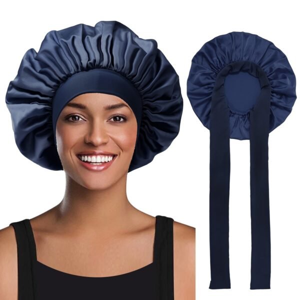 Stretch Ribbon Bowknot Silk Round Cap - Image 8