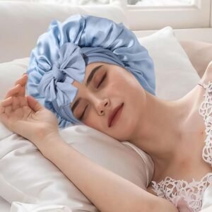 Stretch Ribbon Bowknot Silk Round Cap