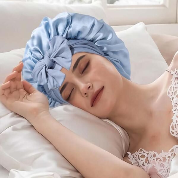Stretch Ribbon Bowknot Silk Round Cap