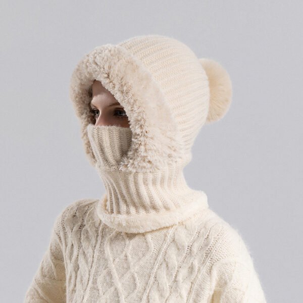 Winter Knitted Hat Scarf Mask One - piece - Image 2