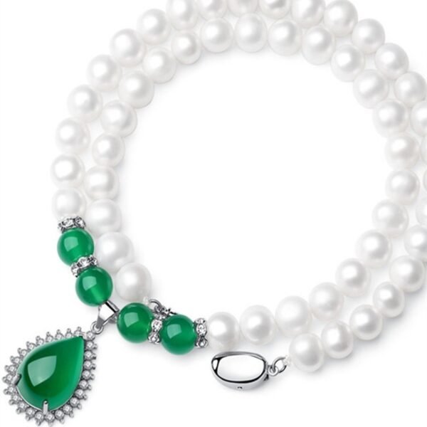 Freshwater Pearl & Green Agate Necklace - Image 3