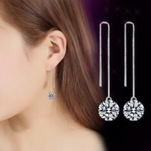 Drop - Shaped Zircon Threader Earrings