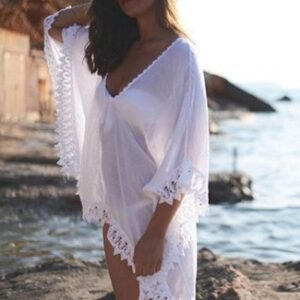 White Lace - Trimmed Beach Cover - Up