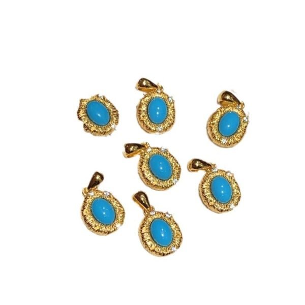 Vintage Blue Geometric Pendant Necklace - Image 5