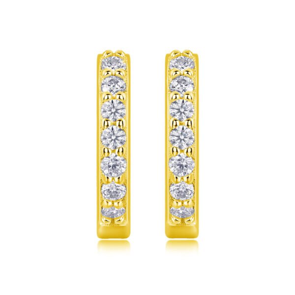 Moissanite Inlaid Huggie Earrings - Image 3