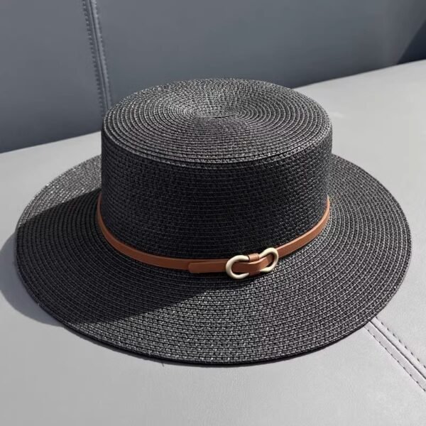 Flat Straw Hat - Summer Seaside UV Protection - Image 3
