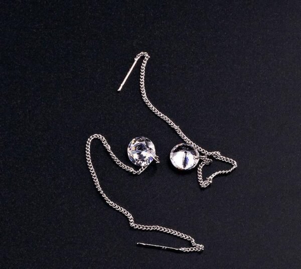 Drop - Shaped Zircon Threader Earrings - Image 6
