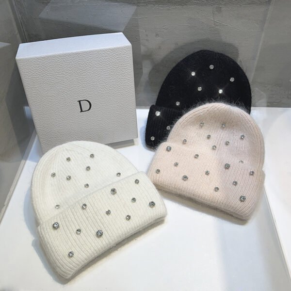 Handmade Rhinestone Winter Beanie - Image 2