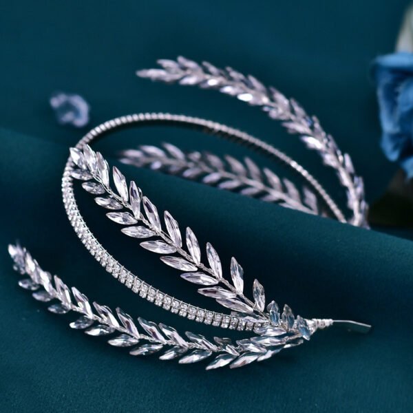 Silver Rhinestone Leaf - Shaped Hair Band - Image 6